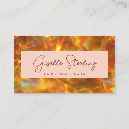 Modern Amber Opal QR Code 名刺 (正面)