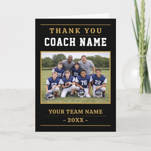 Modern American Football Team Photo Coach サンキューカード (正面)
