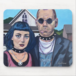 Modern American Gothic Art- Grant Woods Inspired マウスパッド