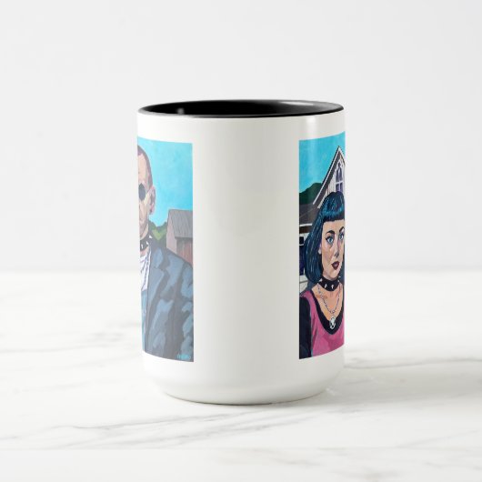 Modern American Gothic Art - Grant Woods Inspired マグカップ (中央)