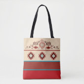 Modern American Native Influenced Pattern Monogram トートバッグ (正面)