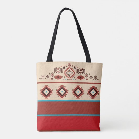 Modern American Native Influenced Pattern Monogram トートバッグ (裏面)