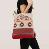 Modern American Native Influenced Pattern Monogram トートバッグ (クローズアップ)