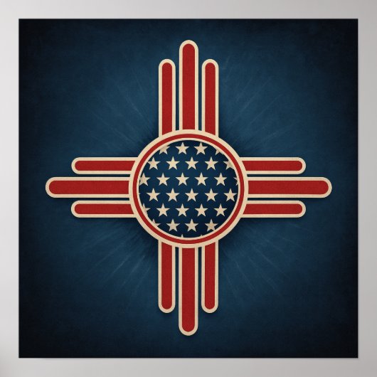 Modern American Zia Emblem – Bold Patriotic Southw ポスター (正面)