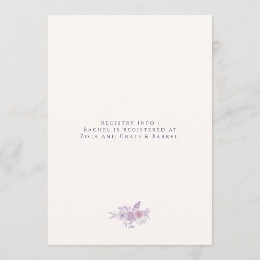 Modern Amethyst Floral Bridal Shower Customized 招待状 (裏面)