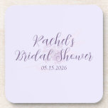 Modern Amethyst Watercolor Minimal Bridal Shower  コースター<br><div class="desc">Add a polished finishing touch to your celebration with these Modern Amethyst Bridal Shower Coasters. Designed in a soft lavender palette with elegant amethyst typography, these customizable drink coasters elevate your bar cart, cocktail station, or table settings. Both stylish and practical, they coordinate seamlessly with the Modern Amethyst collection while...</div>