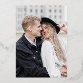 Modern Ampersand Photo Sage Green Save The Date 箔招待状 (裏面)