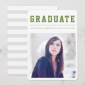 Modern and Bold graduation announcement Green 案内状 (正面/裏面)
