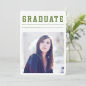 Modern and Bold graduation announcement Green 案内状 (スタンド正面)