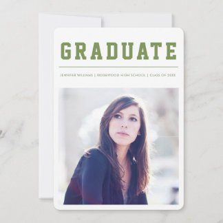 Modern and Bold graduation announcement Green 案内状