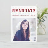 Modern and Bold graduation announcement Maroon 案内状 (スタンド正面)