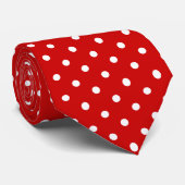 Modern and cute red and white small polka dots ネクタイ (ロール)