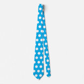 Modern and cute sky blue and white polka dots ネクタイ (正面)