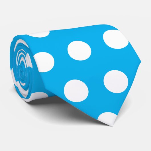 Modern and cute sky blue and white polka dots ネクタイ (ロール)