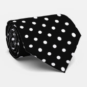 Modern and cute small black, white polka dots ネクタイ (ロール)