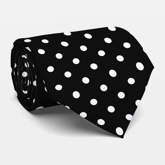 Modern and cute small black, white polka dots ネクタイ (ロール)