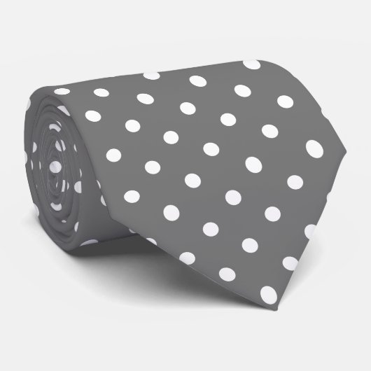 Modern and cute small gray and white polka dots ネクタイ (ロール)