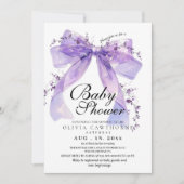 Modern and elegant Bow Baby Shower 招待状 (正面)