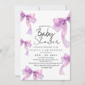 Modern and elegant Bows Baby Shower  招待状 (正面)