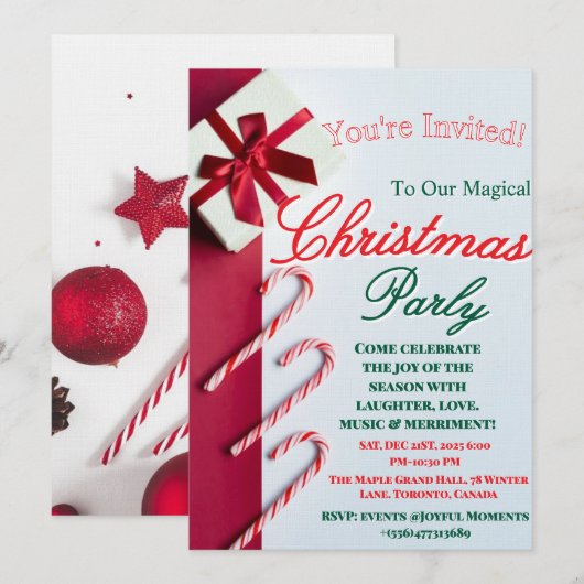 "Modern and Elegant Christmas & New Year Invitatio 招待状 (正面/裏面)