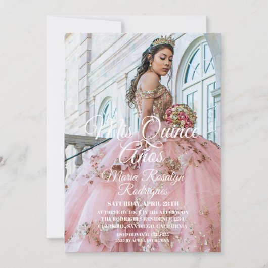 Modern and Elegant Quinceañera Photo 招待状 (正面)