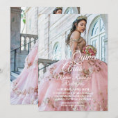 Modern and Elegant Quinceañera Photo 招待状 (正面/裏面)