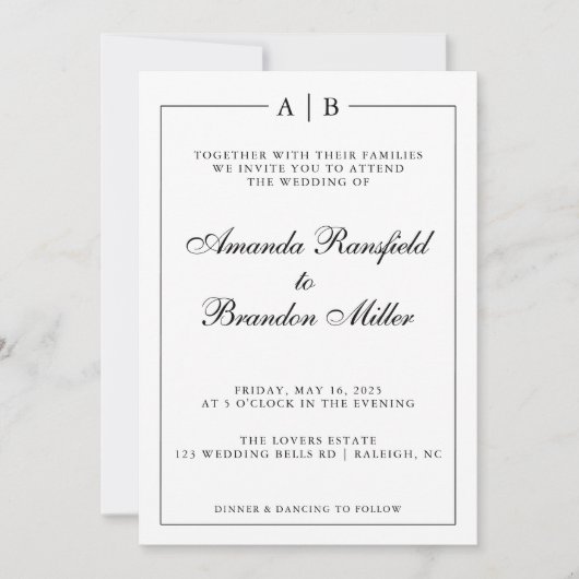 Modern and Elegant Wedding 招待状 (正面)