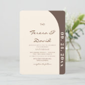 Modern and Minimalist Cream & Brown Wedding 招待状 (スタンド正面)