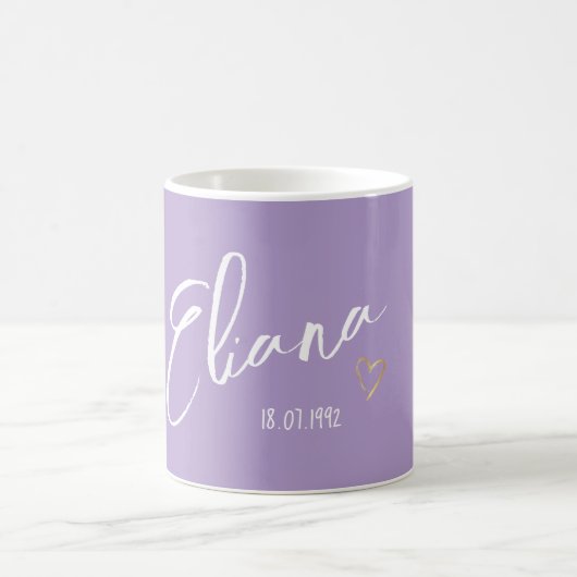 Modern and Minimalist Personalized Purple Name コーヒーマグカップ (中央)