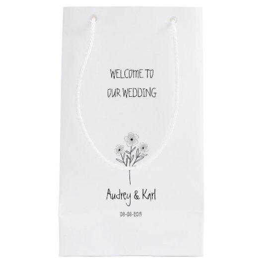 Modern and Minimalist Twig anf Wildflowers Design スモールペーパーバッグ (正面)