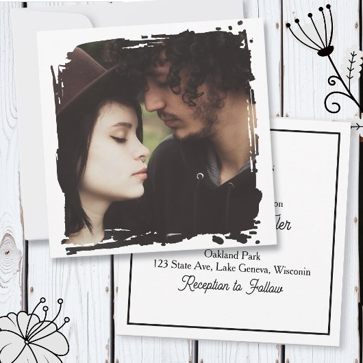 Modern and Simple Unique Photo Template Wedding 招待状