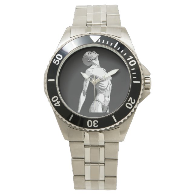 Modern Android Anatomy - Premium Steel Wristwatch 腕時計 (正面)