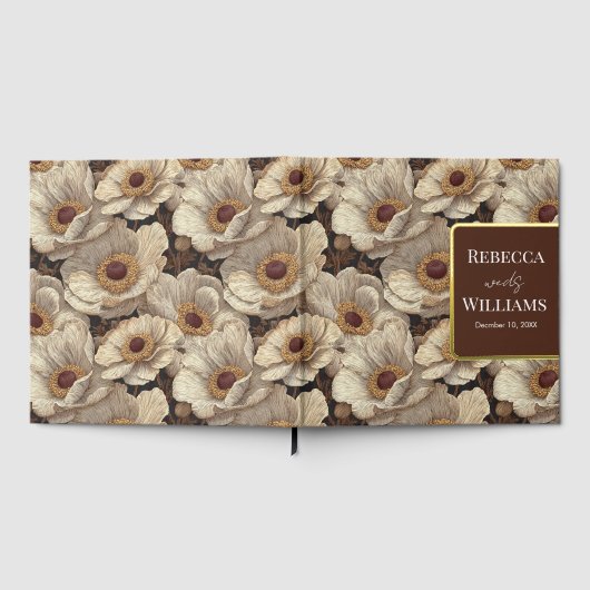 Modern Anemones Accent Fall Wedding ゲストブック (全面)