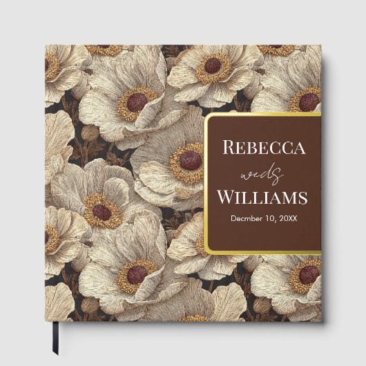 Modern Anemones Accent Fall Wedding ゲストブック (正面)