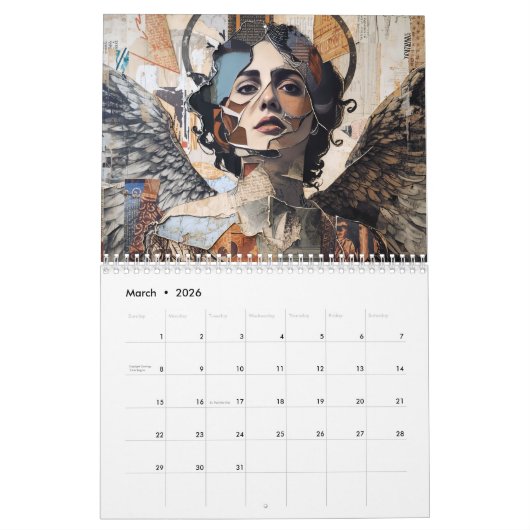 Modern Angel Art 2026 Calendar カレンダー (3月 2026)