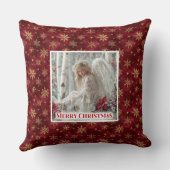 Modern Angel Red Gold Personalized Best Christmas  クッション (裏面)