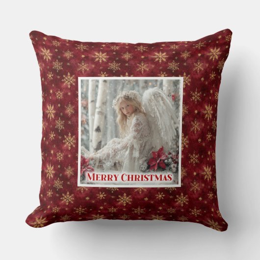 Modern Angel Red Gold Personalized Best Christmas  クッション (正面)