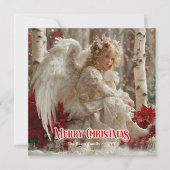 Modern angelic angel red gold festive radiation  シーズンカード (正面)