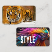 Modern Animal Art Card Set – Tiger & Fantasy Bird 名刺 (正面/裏面)