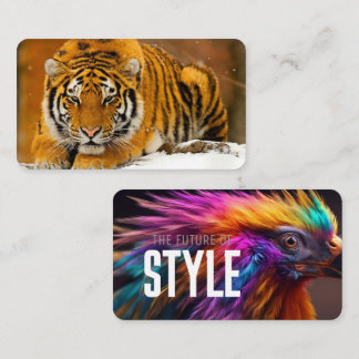 Modern Animal Art Card Set – Tiger & Fantasy Bird 名刺