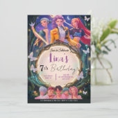 Modern Anime Girl Squad Neon Purple Birthday 招待状 (スタンド正面)