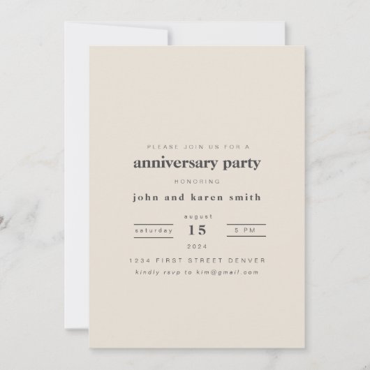 Modern Anniversary Party Invitation 招待状 (正面)