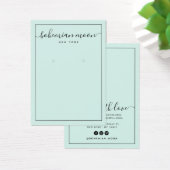 Modern aqua and black script earring display card (デスク)