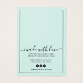 Modern aqua and black script earring display card (裏面)