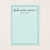 Modern aqua and black script earring display card (正面)