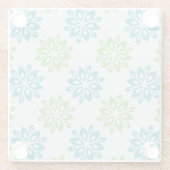 Modern Aqua & Lime Green Floral Pattern Coaster ガラスコースター (裏面)