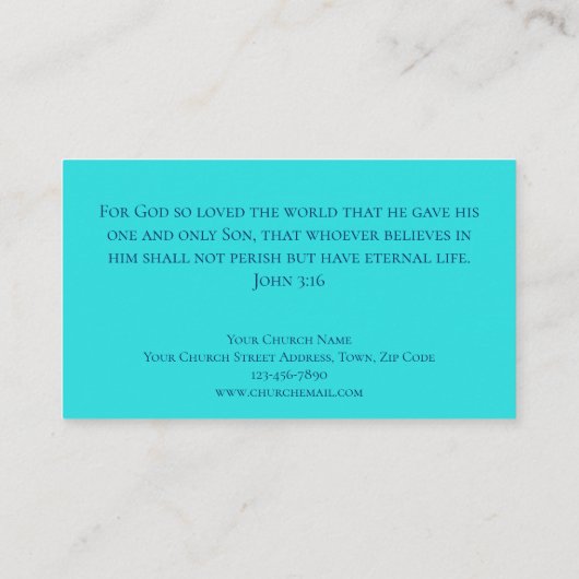 Modern Aqua Nature Custom Bible Scripture Church  名刺 (裏面)