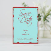 Modern Aqua Teal & Deep Red Wedding セーブザデート (スタンド正面)