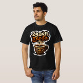 "Modern Arabic Coffee Design Black T-Shirt | Premi Tシャツ (正面フル)