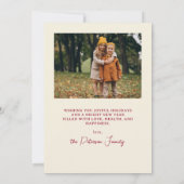 Modern Arch 3 Photo Burgundy Happy Holiday Card シーズンカード (裏面)